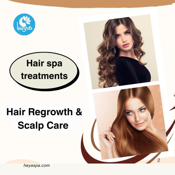 Two women with beautiful, healthy hair showcasing Heya Spa's professional hair and scalp treatments.